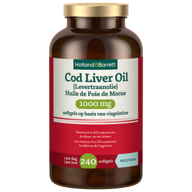 Holland & Barrett Cod Liver Oil (Levertraan) 1000mg - 240 softgels