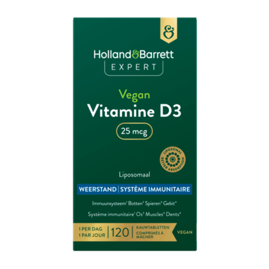 Holland & Barrett Expert Vegan Vitamine D3 25mcg Liposomaal – 120 kauwtabletten