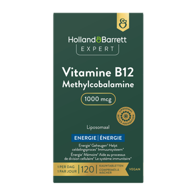 Holland & Barrett Expert Vitamine B12 Methylcobalamine 1000mcg Liposomaal – 120 kauwtabletten