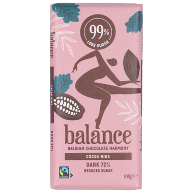 Balance Tablette de Chocolat Noir 72% aux Fèves de Cacao - 100 g