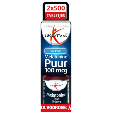 Lucovitaal Melatonine Puur Duo Pack, 100mcg (1000 Tabletten)
