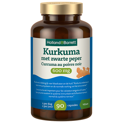 Holland & Barrett Kurkuma met zwarte peper 600mg - 90 capsules