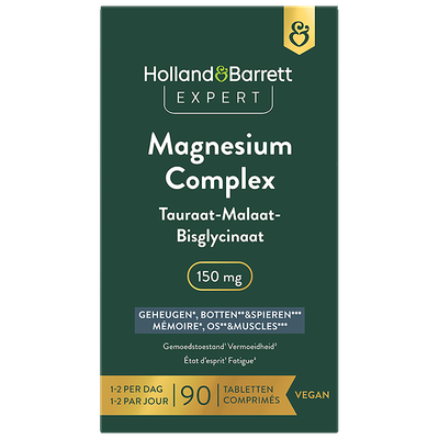 Holland & Barrett Expert Magnesium Complex Tauraat-Malaat-Bisglycinaat 150mg - 90 tabletten