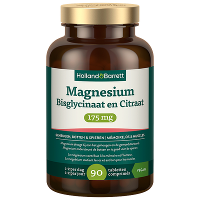 Holland & Barrett Magnesium Bisglycinaat en Citraat 175mg - 90 tabletten