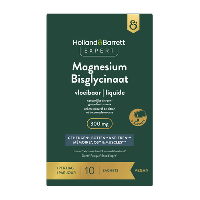 Holland & Barrett Expert Magnesium Bisglycinaat Vloeibaar 300 mg - 10 sachets