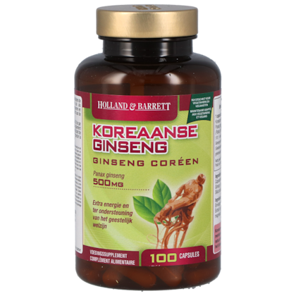 Holland & Barrett Korean Ginseng 500mg 100 Capsules | Holland & Barrett