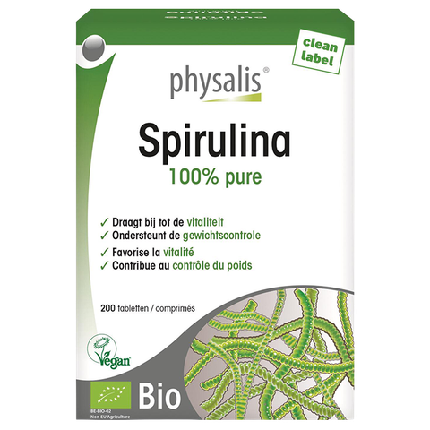 Physalis 100% Puur Spirulina Tabletten Bio (200 Tabletten) - 200 stuks