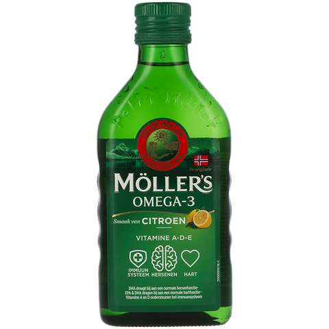 DA Möller's Omega-3 Citroen - 250 ml - Visolie - Levertraan - Voedingssupplement - Met vitamine D leuk als vaderdag cadeau