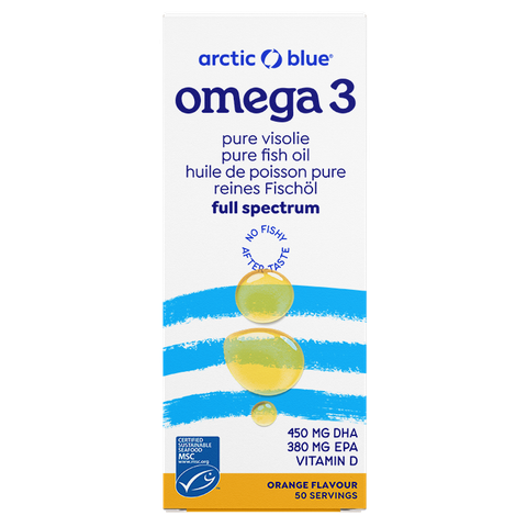 Arctic Blue Omega 3 Visolie - Sinaasappel - vitamine D - MSC - 250 ml