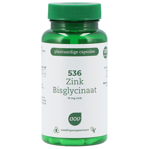 AOV 536 Zink Bisglycinaat 15 mg - 120 vegacaps - Mineralen - Voedingssupplement - 120 stuks