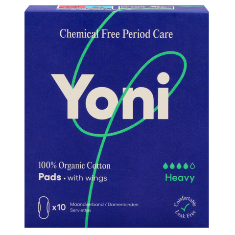 Yoni Maandverband - Heavy - met vleugels - Biologisch Katoen - 10 stuks