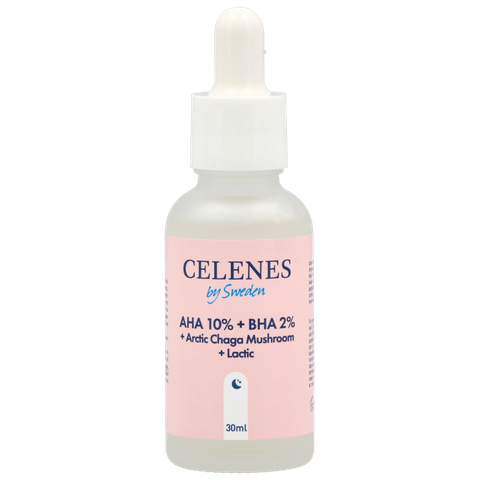 Celenes Aha 8% + Bha 2% + Lactic + Arctic Chaga-paddenstoel Serum 30 ml