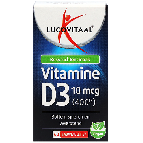 Lucovitaal 1+1 Vegan Vitamine D3 10mcg – 60 kauwtabletten - 60 stuks
