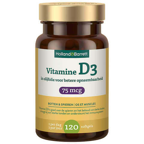 Holland & Barrett Vitamine D3 In Olijfolie 75mcg - 120 softgels - 120 stuks