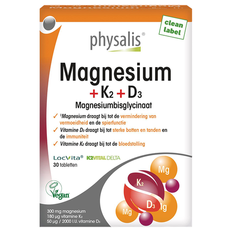 Physalis Magnesium + K2 + D3 - 30 tabletten - 30 stuks