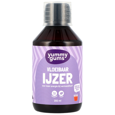 Yummygums • Vloeibaar IJzer • Suikervrij • Elixir • Mineralen • Bij vermoeidheid • met ijzer en vitamine C • 250 ml