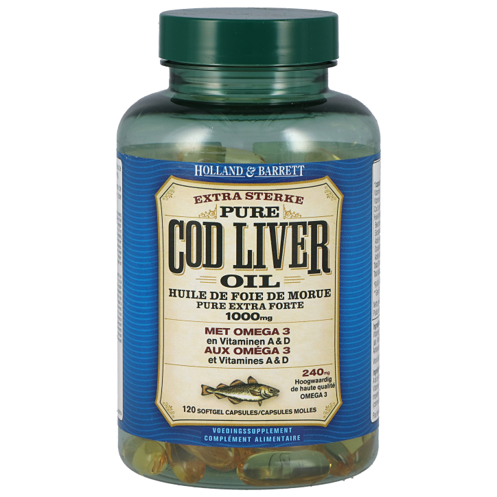 Holland & Barrett Cod Liver Oil Met Vitamine A & D 1000 mg 120 Capsules