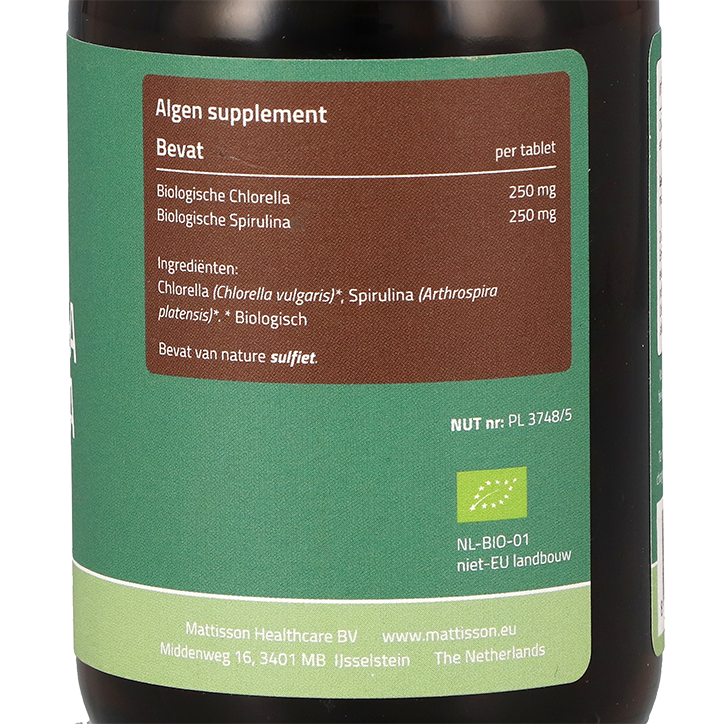 Mattisson Chlorella Spirulina 500mg - 240 tabletten image 2
