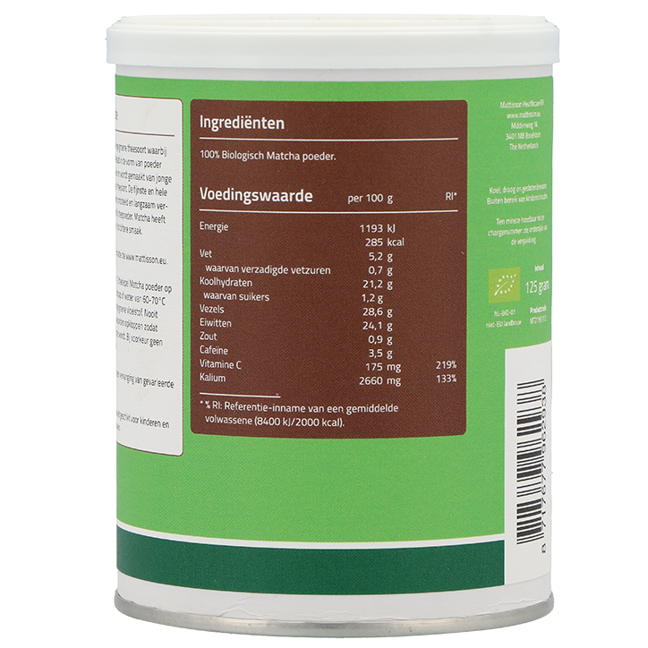 Mattisson Matcha Poeder - 125g image 2