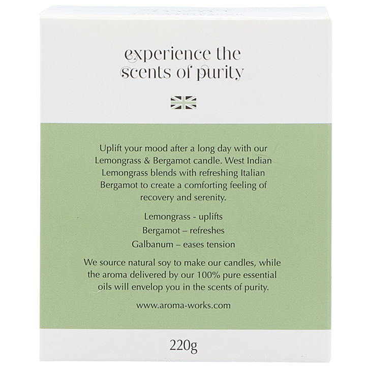 AromaWorks Light Range Candle Lemongrass & Bergamot - 220g image 3