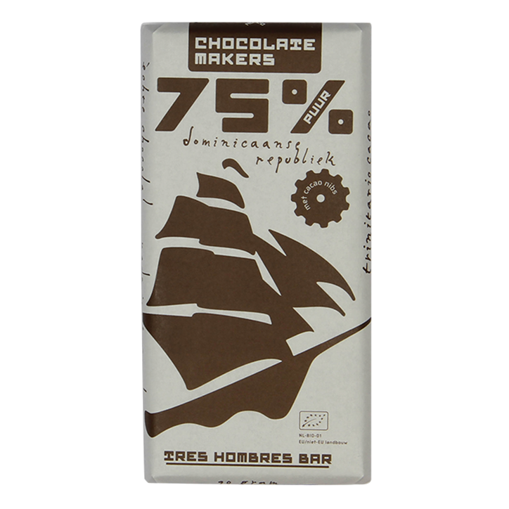 Chocolatemakers Tres Hombres Chocoladereep Puur 75% image 1