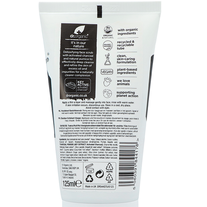 Dr. Organic Charcoal Face Scrub - 125ml image 2