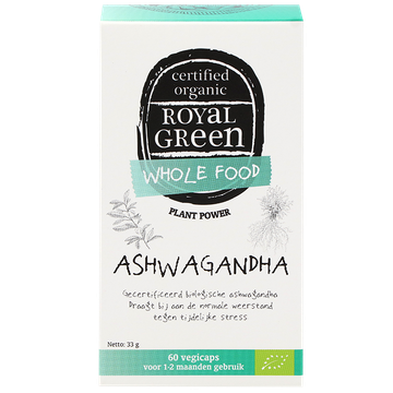 Royal Green 2e product 50% korting Ashwagandha Bio - 60 capsules - 60 stuks