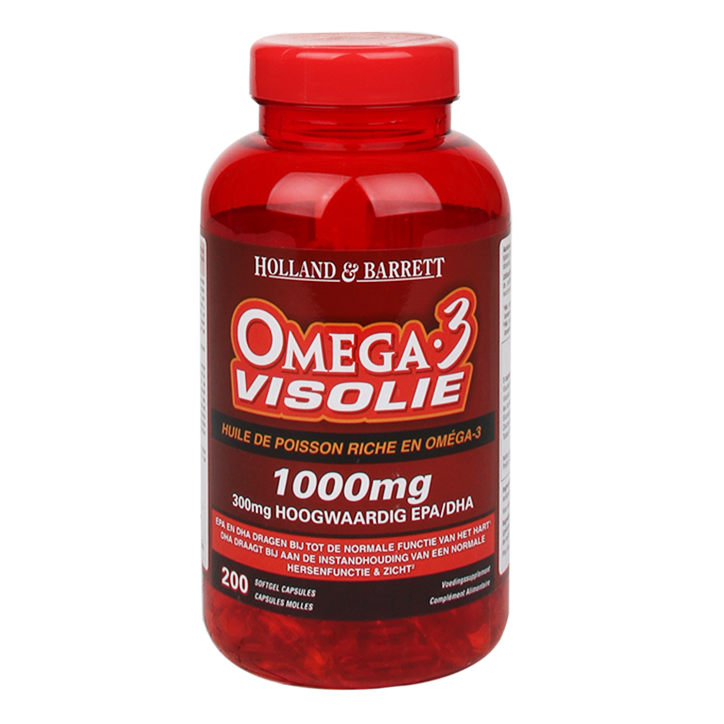 Holland & Barrett Omega 3 Visolie, 1000mg (200 Capsules) image 1