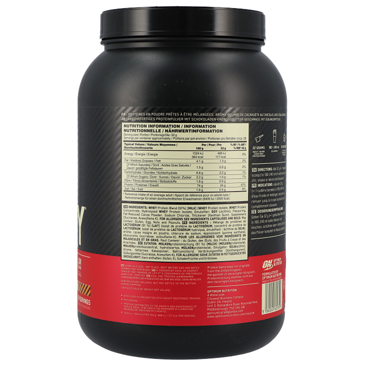 Optimum Nutrition Gold Standard 100% Whey Chocolate Peanut Butter - 896g image 3