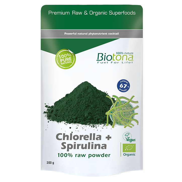 Acheter Biotona Spiruline + Chlorelle en poudre Bio 200 gr chez Holland &  Barrett