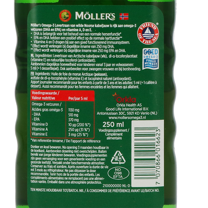 Möller's Omega-3 Levertraan Naturel - 250 ml image 2