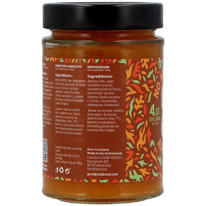 Good Good Sweet Jam Abrikozen Met Stevia - 330g image 2