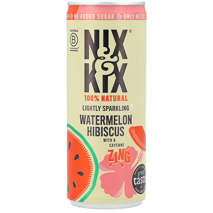 2e product 50% korting | Nix & Kix Lightly Sparkling Watermelon Hibiscus Drink - 250ml