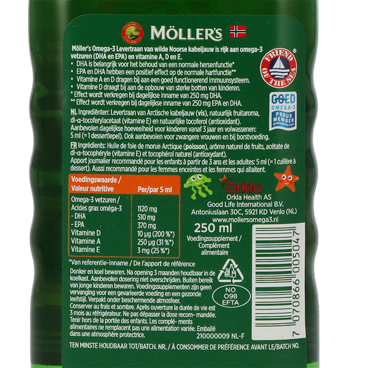 Möller's Omega-3 Levertraan Tutti Frutti - 250ml image 2