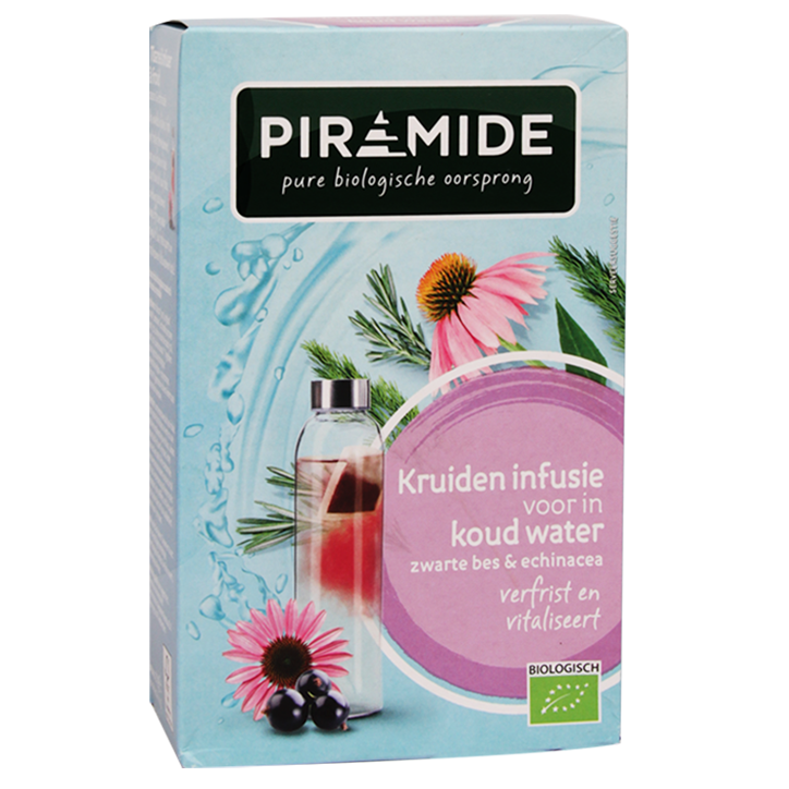 Piramide Kruideninfusie Voor In Koud Water Zwarte Bes & Echinacea Bio - 10 theezakjes image 1