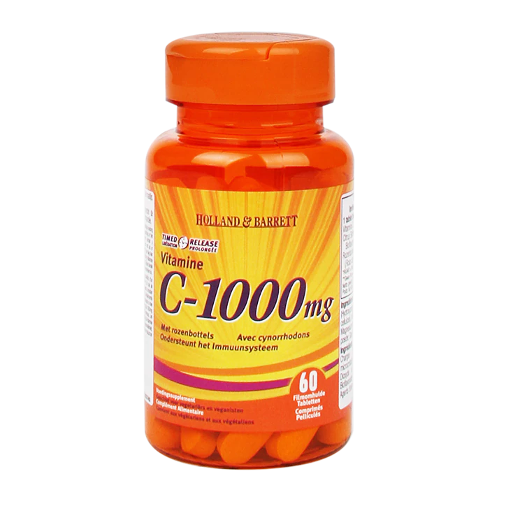 Holland & Barrett Timed Release Vitamin C with Rose Hips 60 Caplets 1000mg image 1