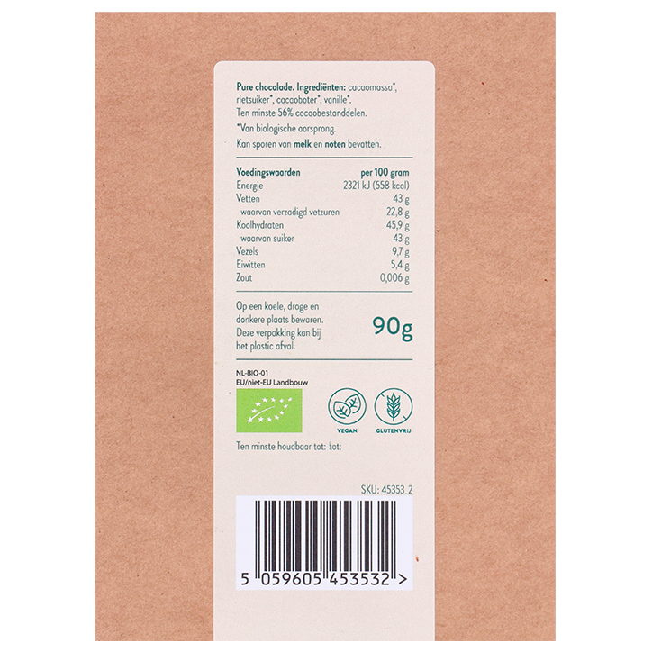 Holland & Barrett Glutenvrije & Vegan Chocoladeletter 56% Cacao - 90 g image 3