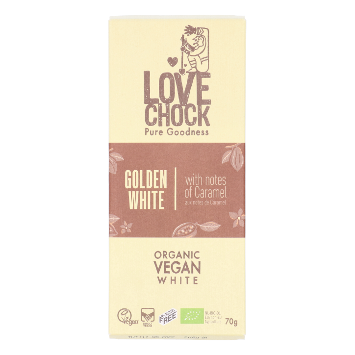 Lovechock Golden White Organic Vegan Chocolate Bio (70gr) image 1