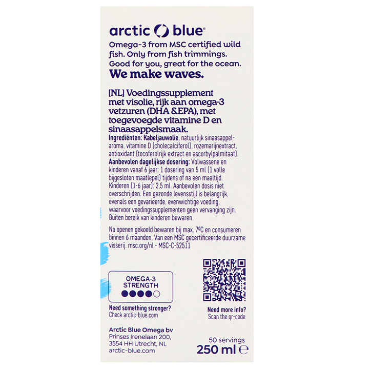 Arctic Blue Omega 3 Visolie DHA en EPA met Vitamine D - 250ml image 3