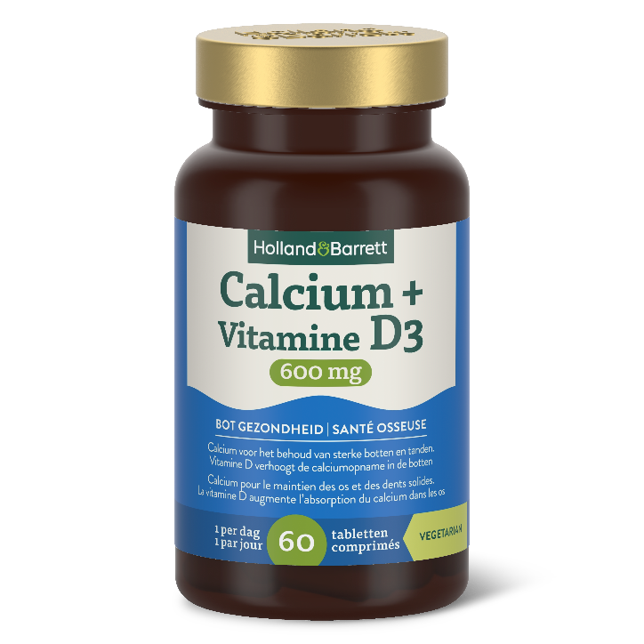 Holland & Barrett Calcium 600mg & Vitamin D 60 Tablets image 1