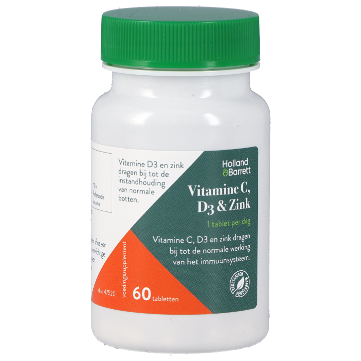 Holland & Barrett Vitamine C, D3 & Zink (60 Tabletten)