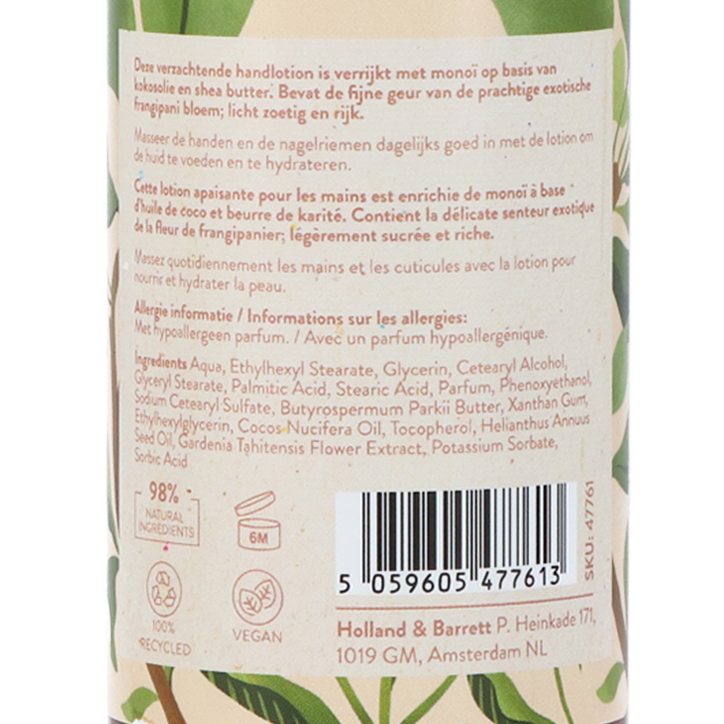 De Tuinen Wellness Monoï & Frangipani Handlotion - 150ml image 2