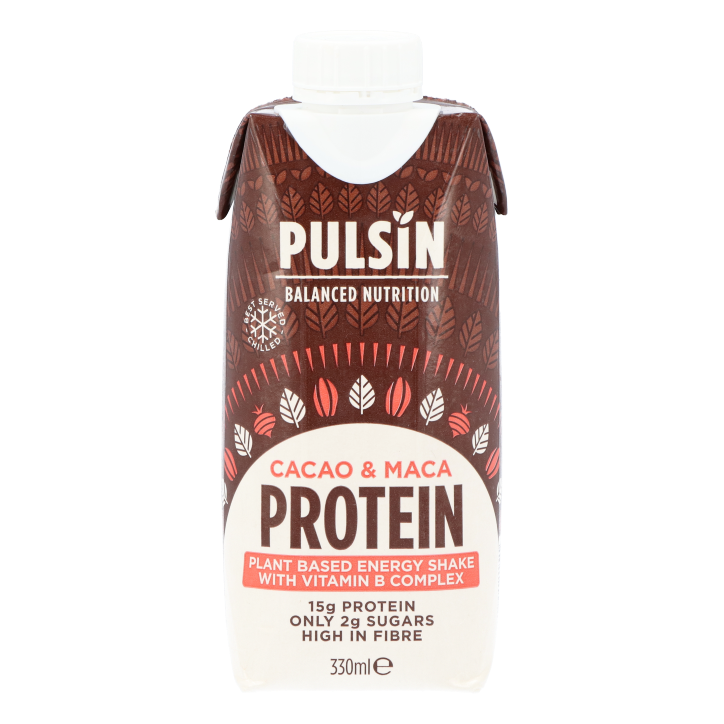 Pulsin Cacao & Maca Protein Plant Based Energy Shake (330ml) image 1
