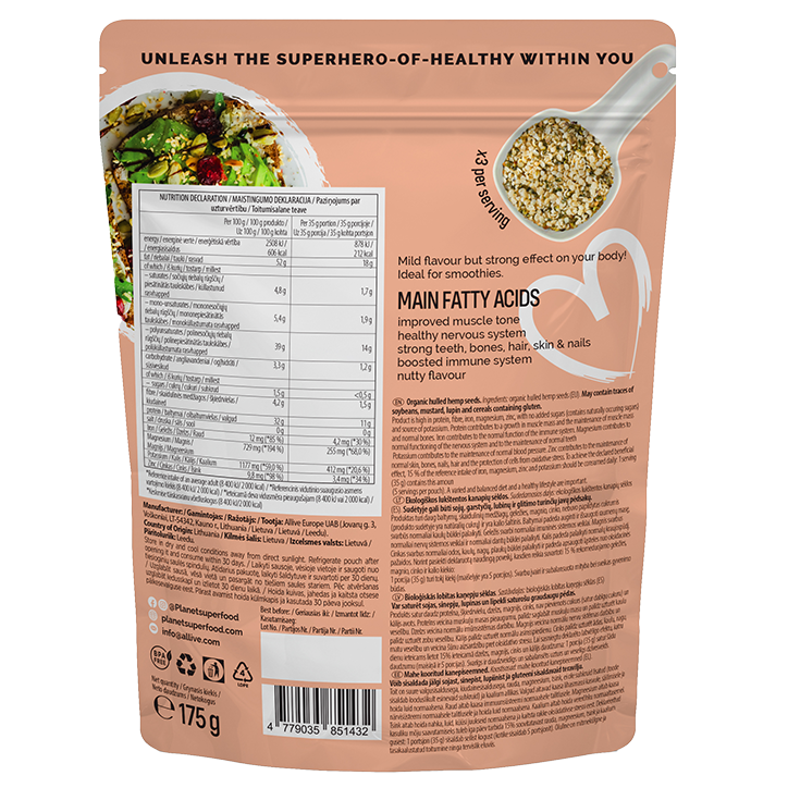 Planet Hemp Superfood Organic Hemp Seeds Bio (175gr) image 2