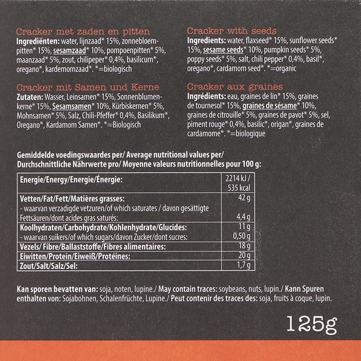 Smaakt Less Carb Lijnzaadcrackers Maanzaad Bio - 125 g image 2