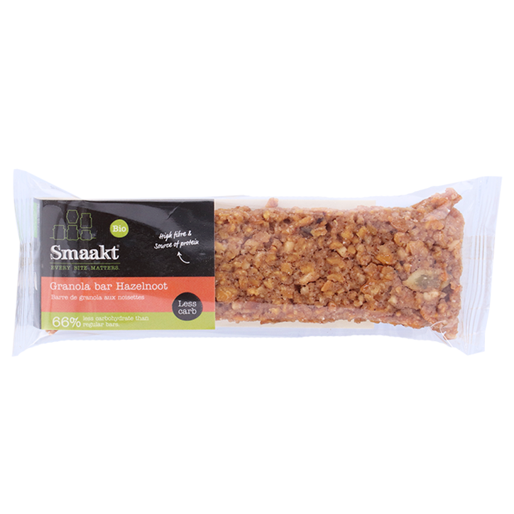 Smaakt Less Carb Granola Bar Hazelnoot Bio (vervanger Atkins) image 1
