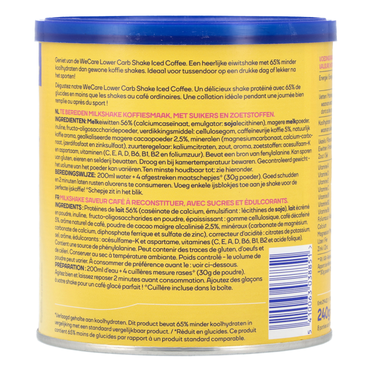 WeCare Lower Carb Shake Iced Coffee flavour - 240g image 2