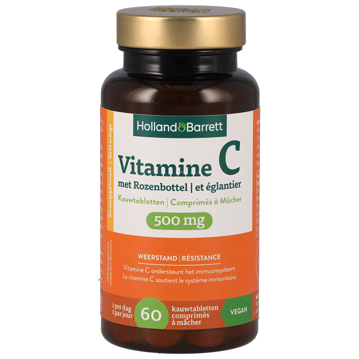 Holland & Barrett Vitamine C Met Rozenbottel 500mg - 60 kauwtabletten image 1