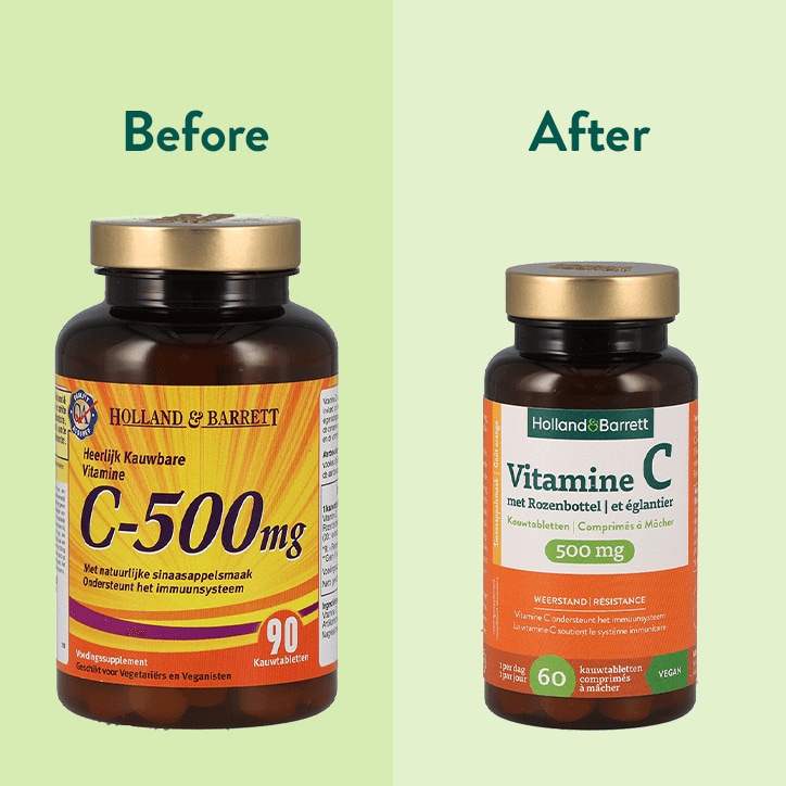 Holland & Barrett Vitamine C Met Rozenbottel 500mg - 60 kauwtabletten image 4