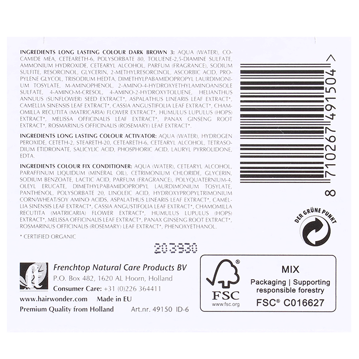 Hairwonder Long Lasting Colour 3 Dark Brown - 100ml image 2